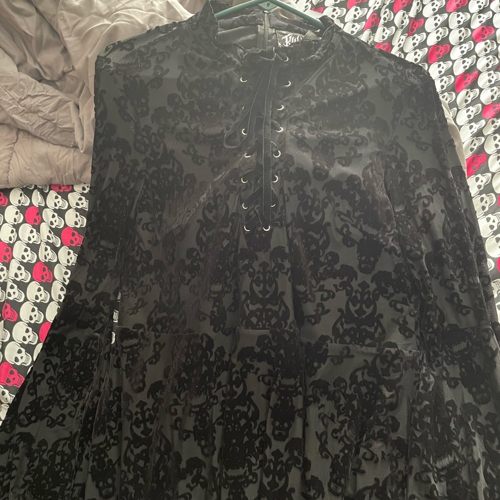 Killstar plus size black embroidered dress